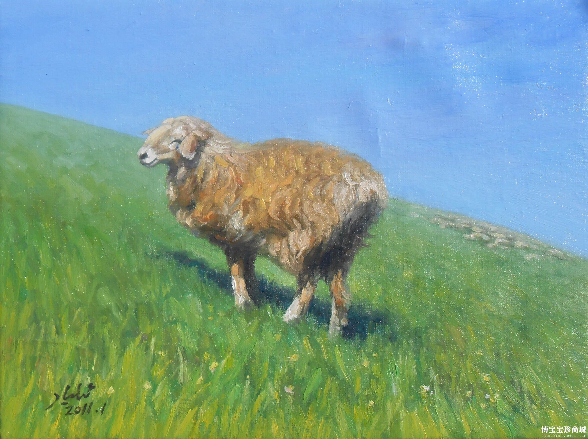 伊力亚尔.库尔班布面油画 描绘牛羊受收藏界关注