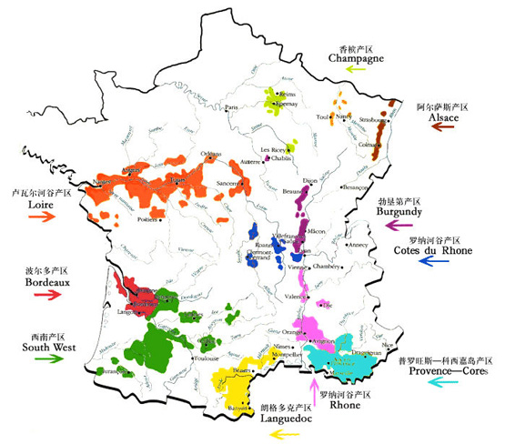 萨瓦产区 jura et savoir 罗纳河谷产区 rhone valley 波尔多产区