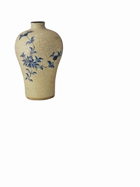 明崇祯吉州窑哥釉青花梅瓶-鉴赏收藏-中国艺术品