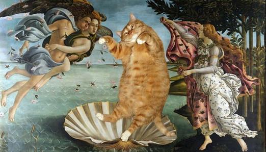 バーマンと花 豚と真珠 油絵 猫 原画 絵画 手描き 油彩画-
