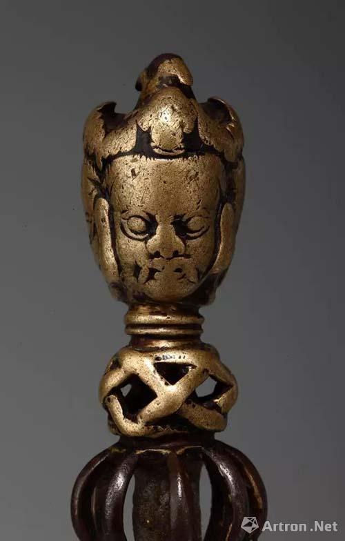 チベット密教法器 馬頭明王金剛撅 vajra 杵 真鍮制 20cm - 金属工芸
