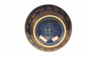 清代祭蓝釉描金瓷瓶-鉴赏收藏-中国艺术品