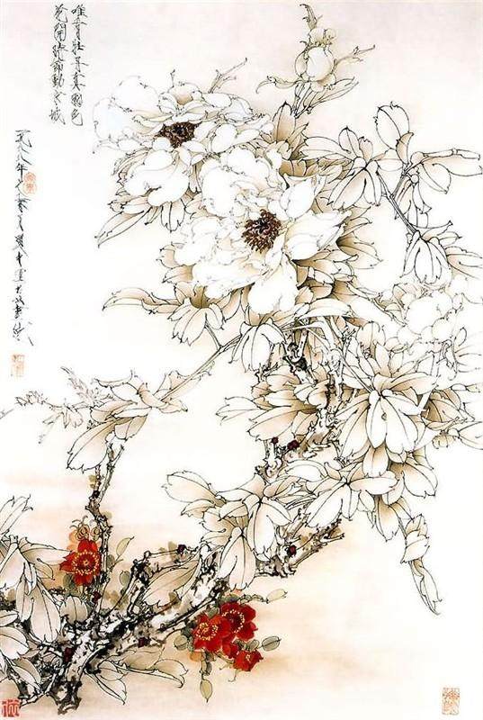 花鸟画大师王道中工笔牡丹欣赏!