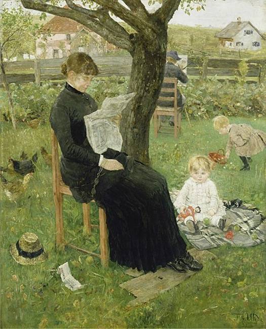 德国画家弗里茨·冯·乌德的油画作品描绘了家乡人的恬静农家生活